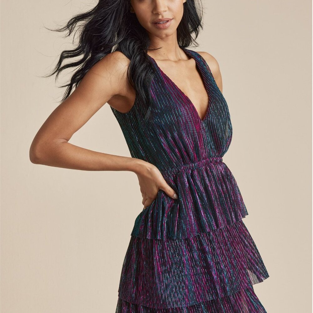 Venus Plisse Tiered Mini Dress